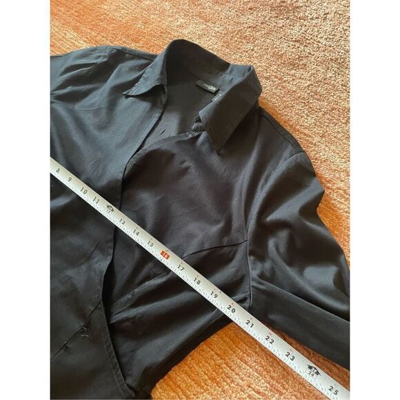 East 5th Top Womens Black Stretch Mock Wrap Self Tie Bow Size  14 Zip Rhinestone - Picture 8 of 10